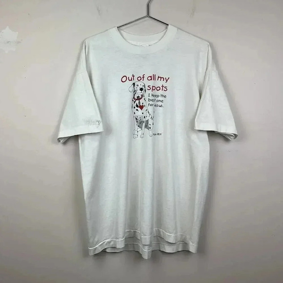 Funny Dalmatian Graphic Tee - Out of All My Spots 90s vintage - Picture 1 of 7